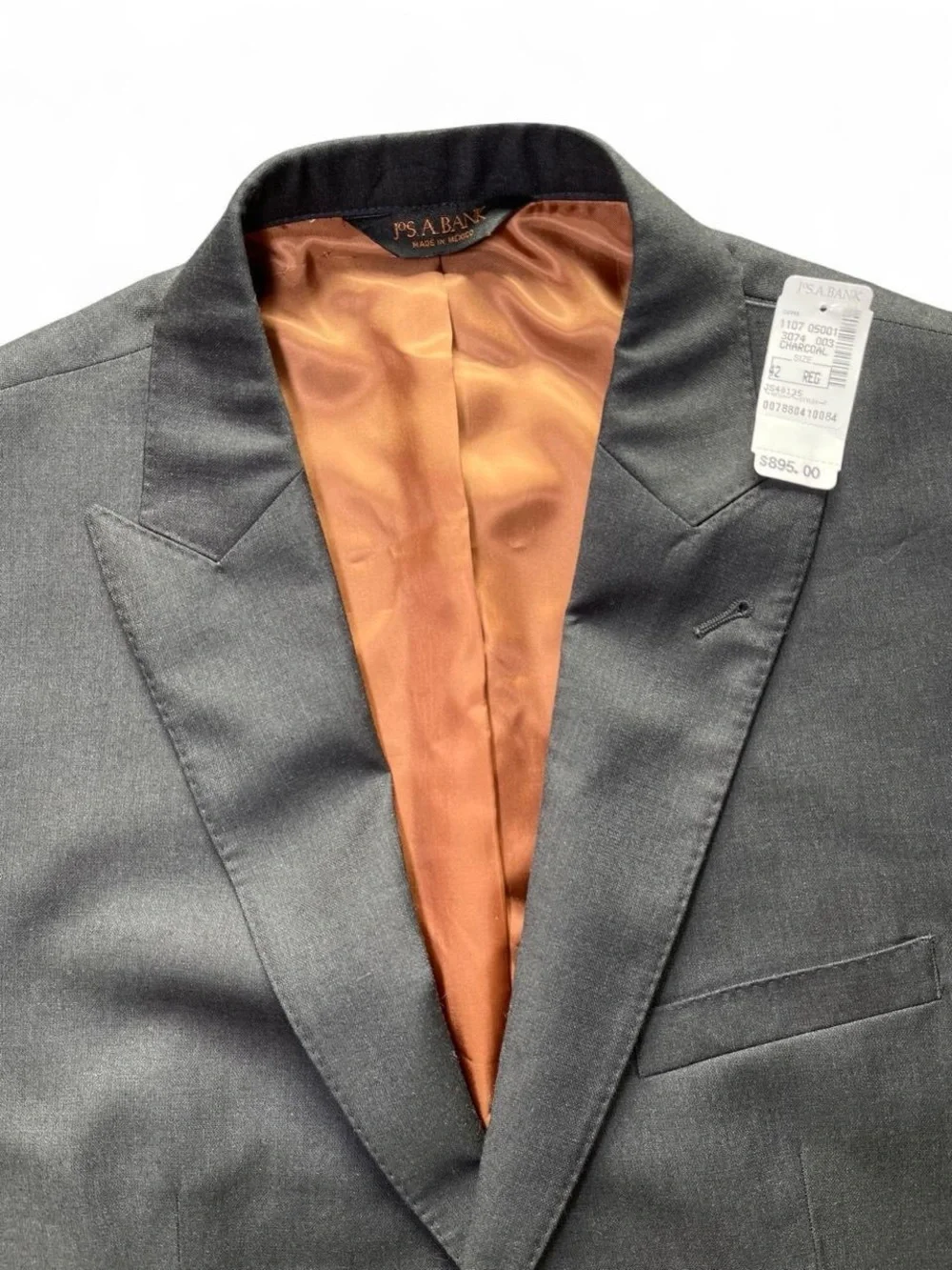 NWT JoS.A Bank Men’s Formal Charcoal Suit Jacket Size 42 Reg Vintage Luxury